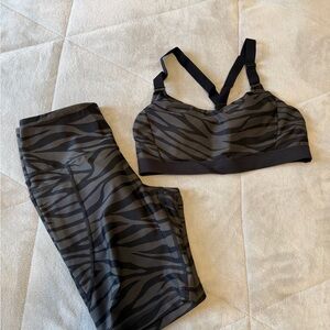 Old Navy Black Zebra Print Sports Bra and Leggings
